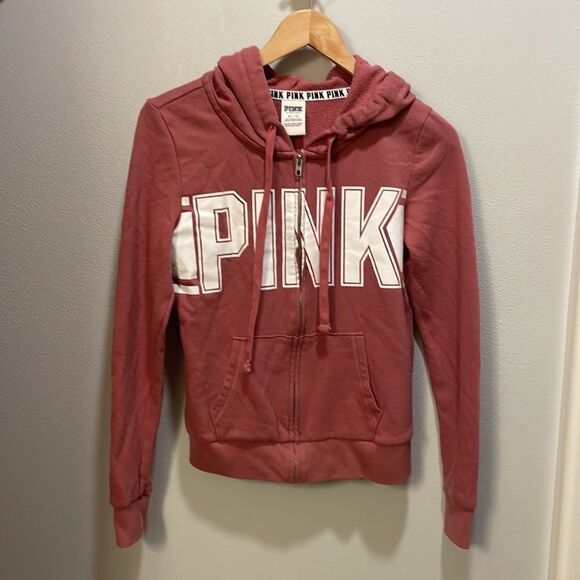 PINK Woman’s Dusty Rose Zip Up Sweatshirt - Picture 2 of 9